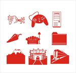 手柄沙发建筑火车矢量图形