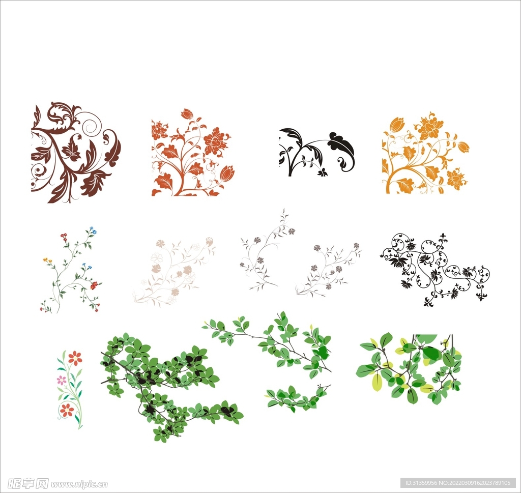 花草花纹画框矢量图形