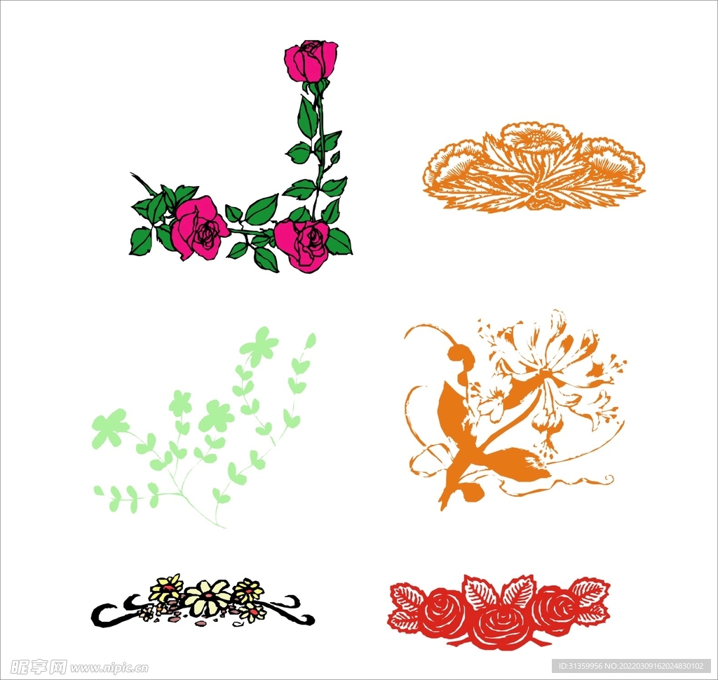 花草花纹画框矢量图形