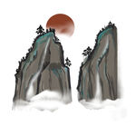 水墨风山水元素