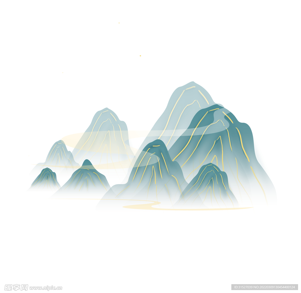 古风描金水墨山水