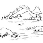 水墨山水白描