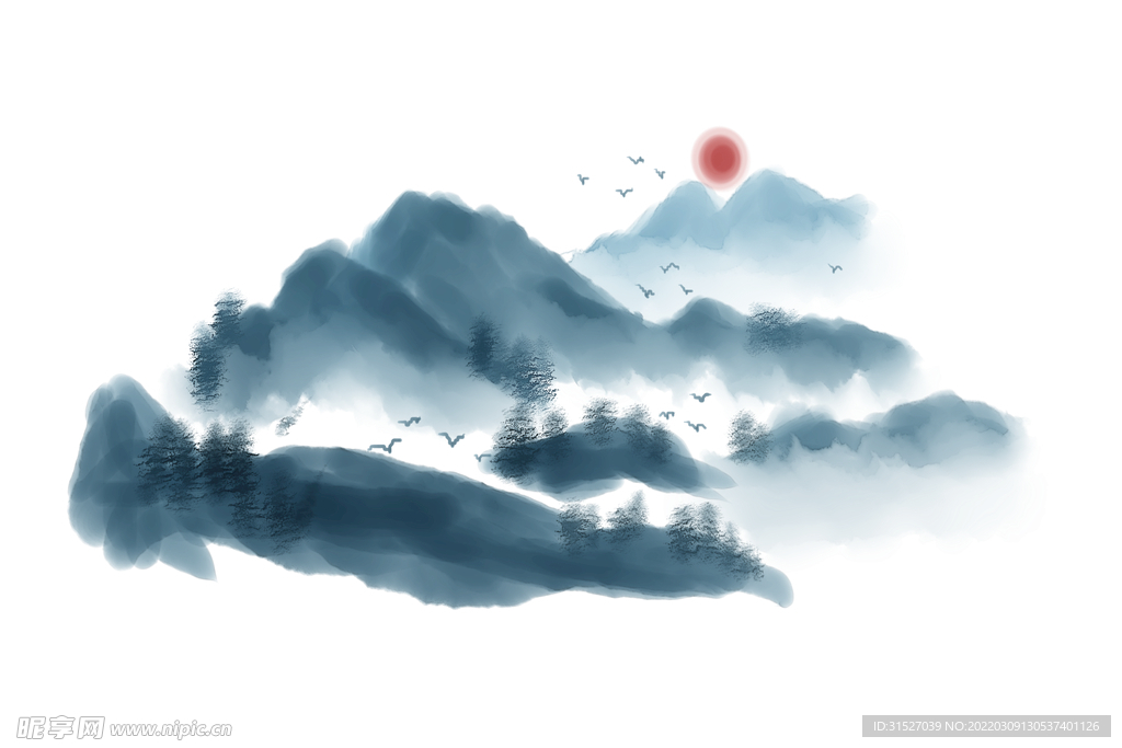 水墨山水插画