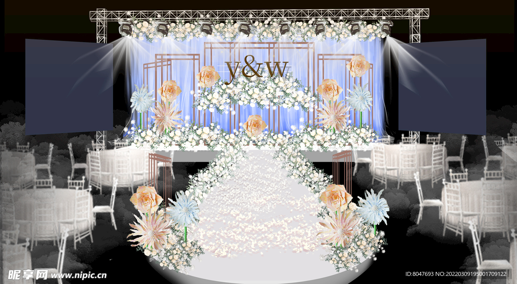 蓝色小清新婚礼效果图