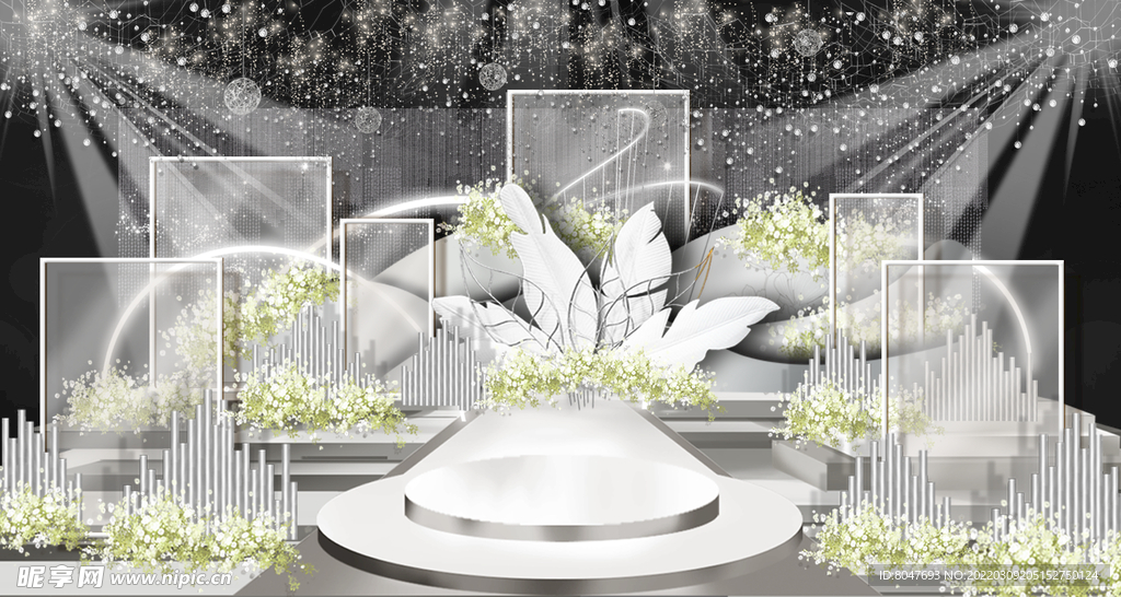 银白色清新婚礼效果图