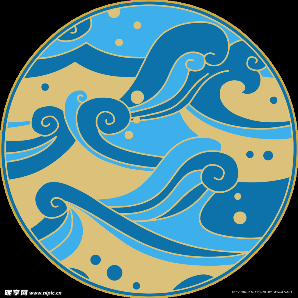 中式海浪纹理图案设计