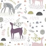 小鹿插画花花