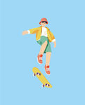 矢量滑板男孩插画