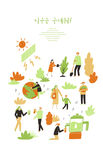 手绘绿色环保垃圾分类插画