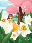 花朵 女孩 节日 海报