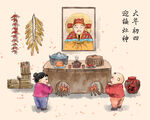 新春习俗插画图片