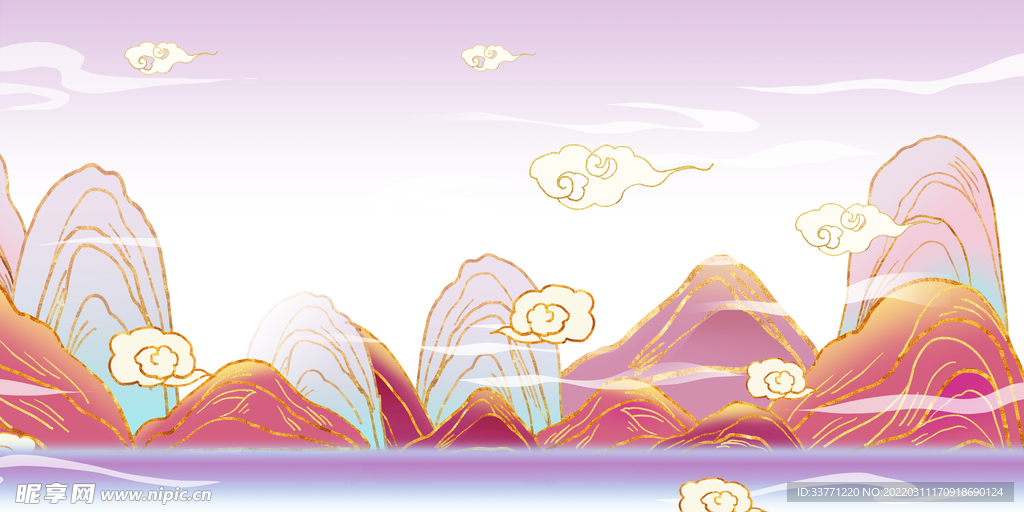 中式复古山水背景