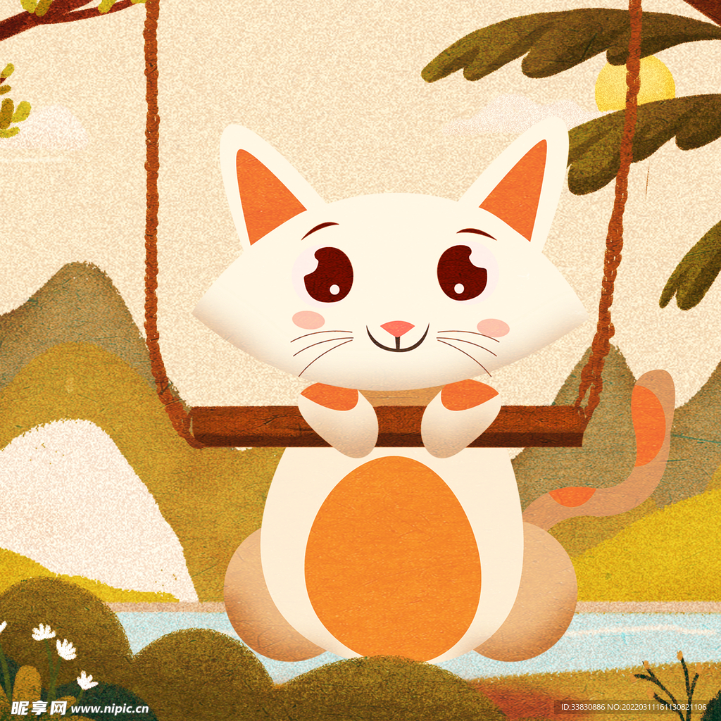 卡通插画萌宠猫咪 