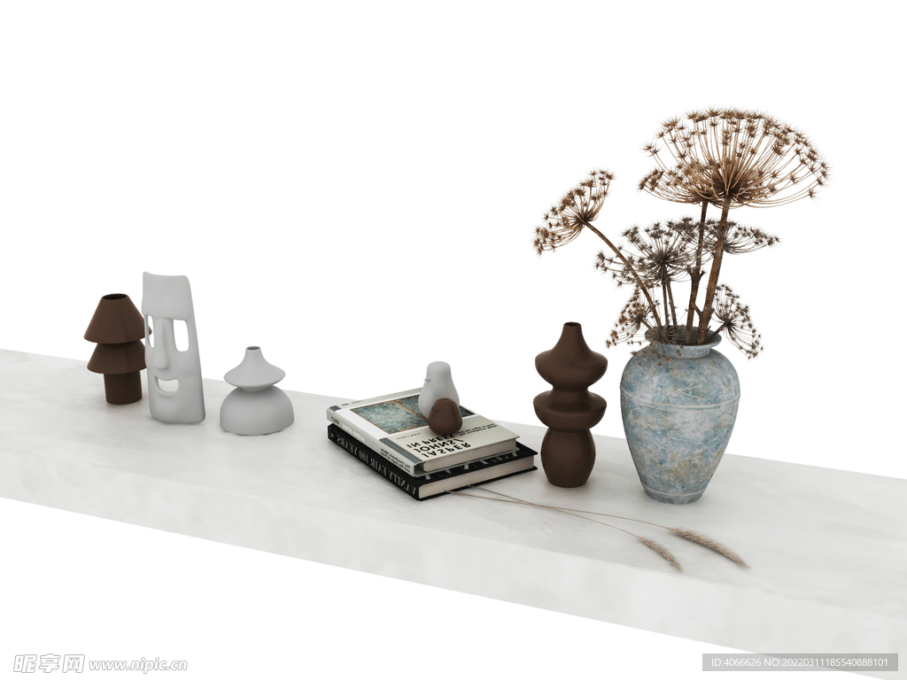 装饰花瓶书本3d模型