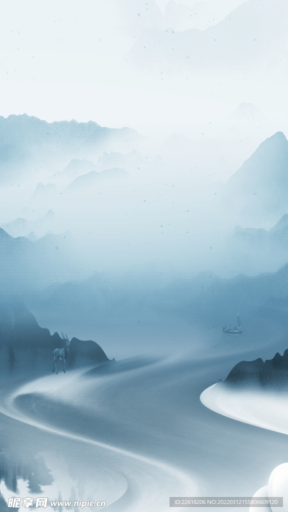 蓝色水墨