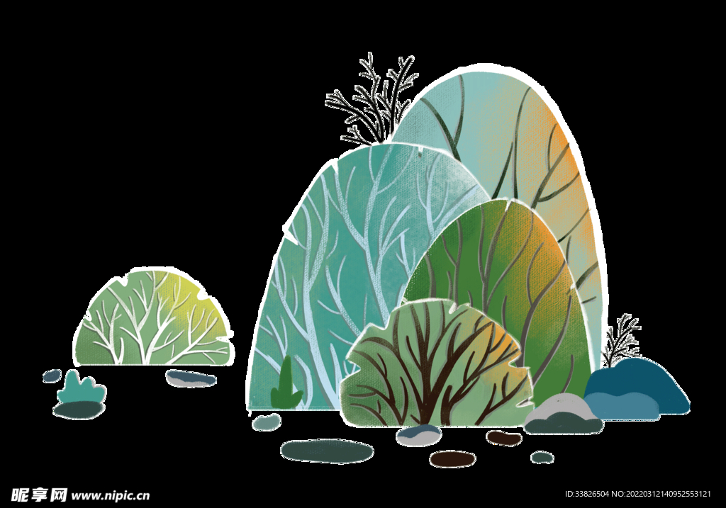 绿色圆形植物插画
