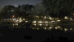上海江湾体育场池塘夜景