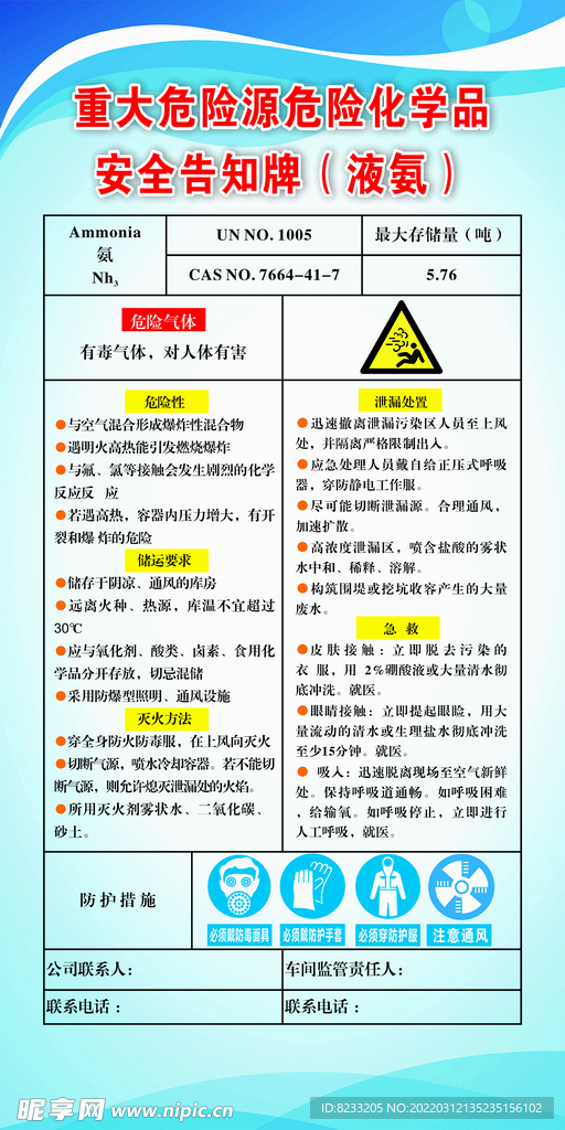 重大危险源化学品安全告知牌