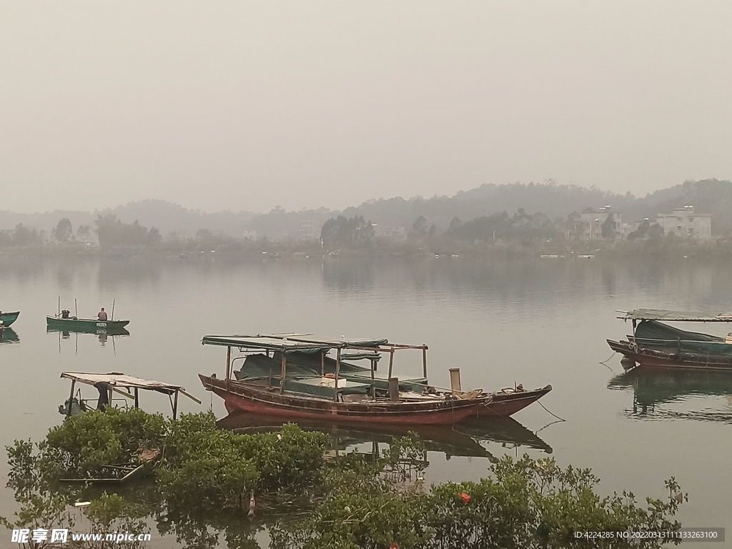 江景 烟雨濛濛 美丽风光 山水