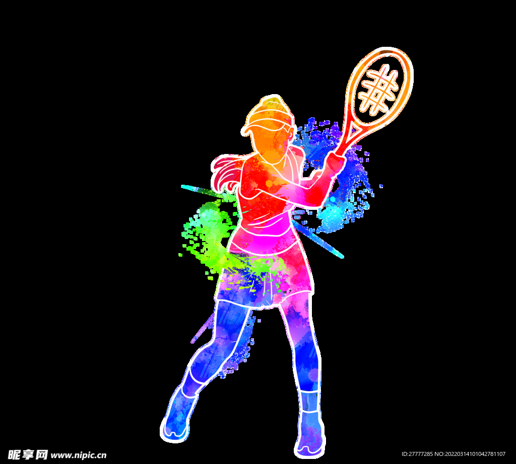 创意网球运动员身影