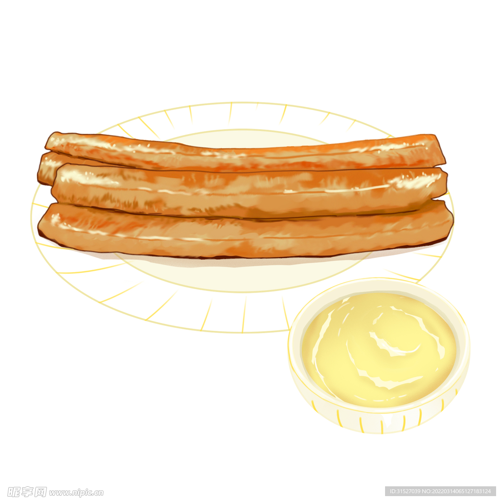 美食油条豆浆插画