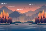 扁平风景装饰画