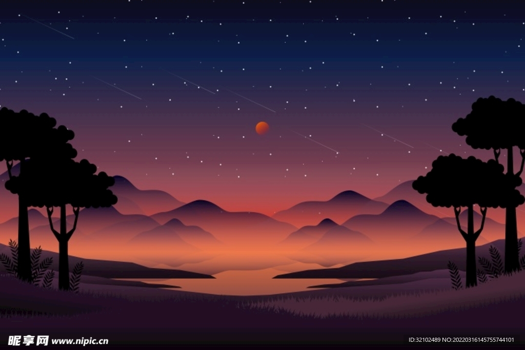 扁平风景装饰画