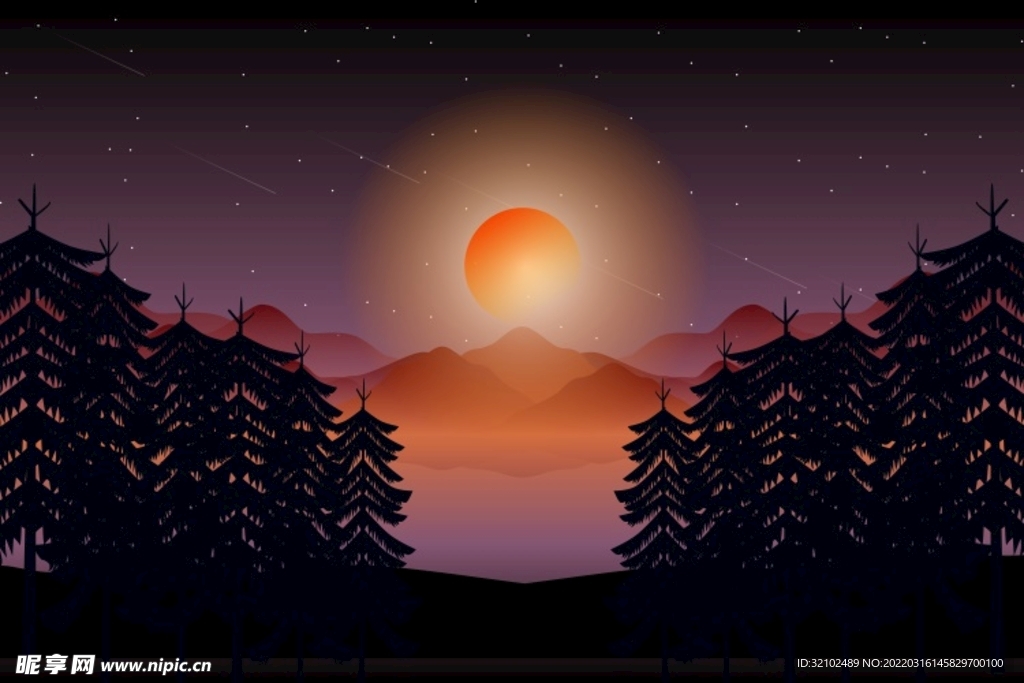 扁平风景装饰画