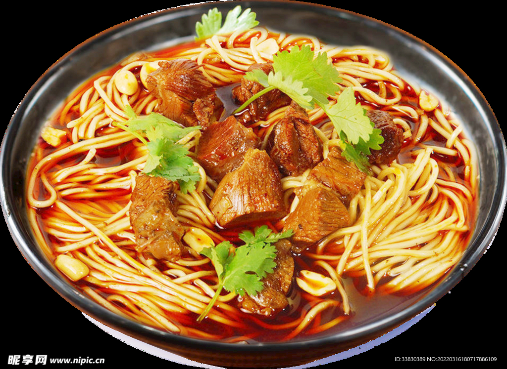 黑色碗的牛肉面