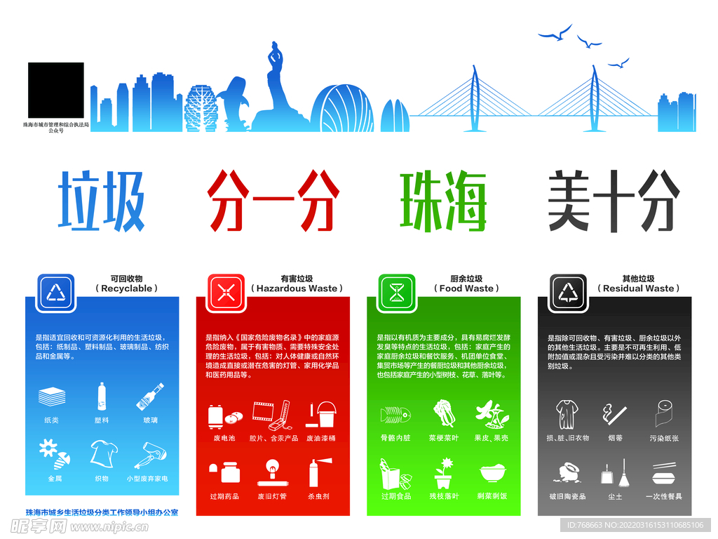 珠海 垃圾分类 海报 