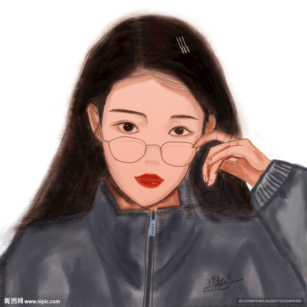 手绘插画小姐姐