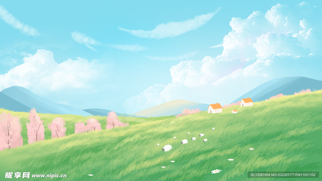 春天手绘天空背景
