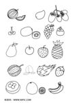 卡通线描水果