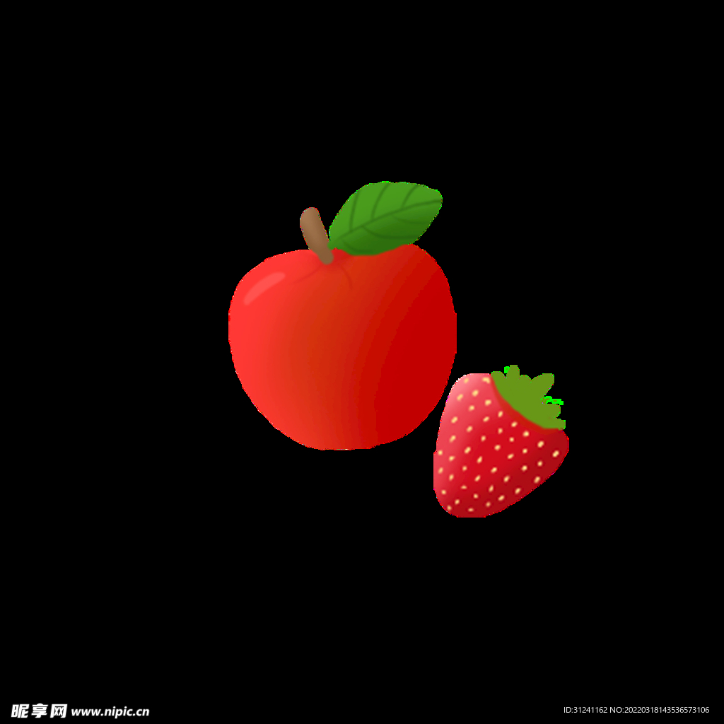 苹果草莓插画素材