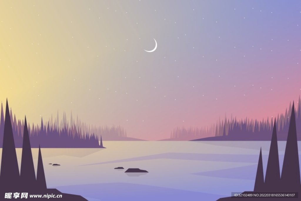 扁平风景装饰画
