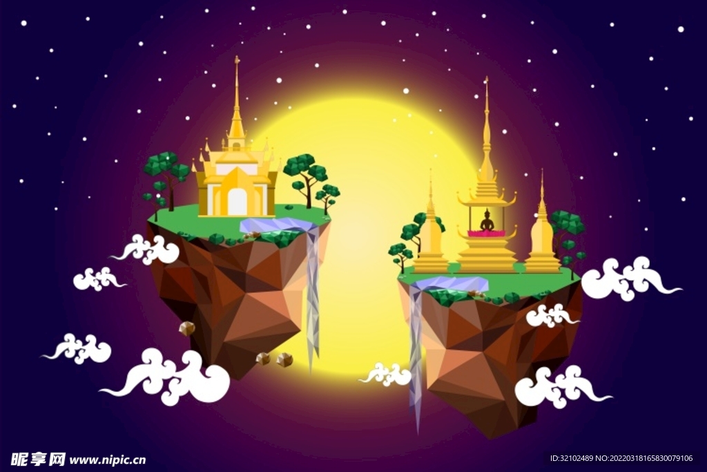 扁平风景装饰画