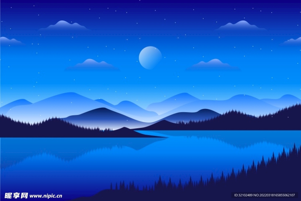 扁平风景装饰画