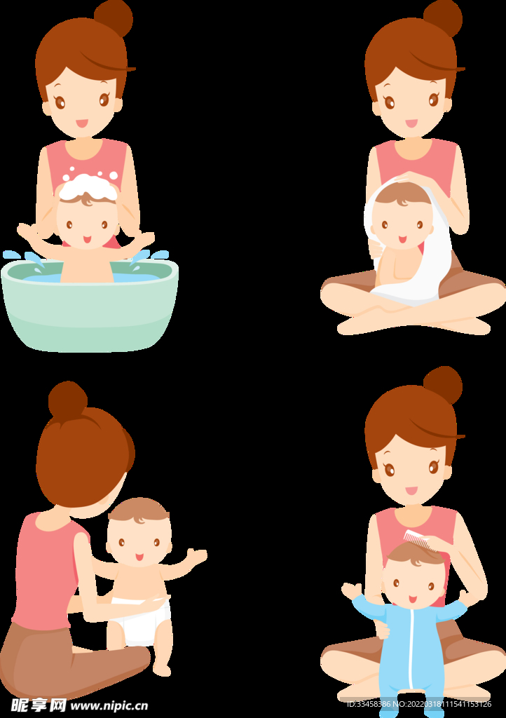 给孩子洗澡的妈妈
