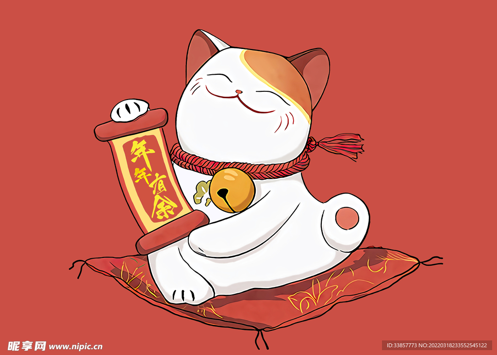 国潮插画卡通招财猫