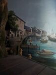 运河码头背景油画