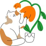 卡通  猫咪 彩色 手绘 局印
