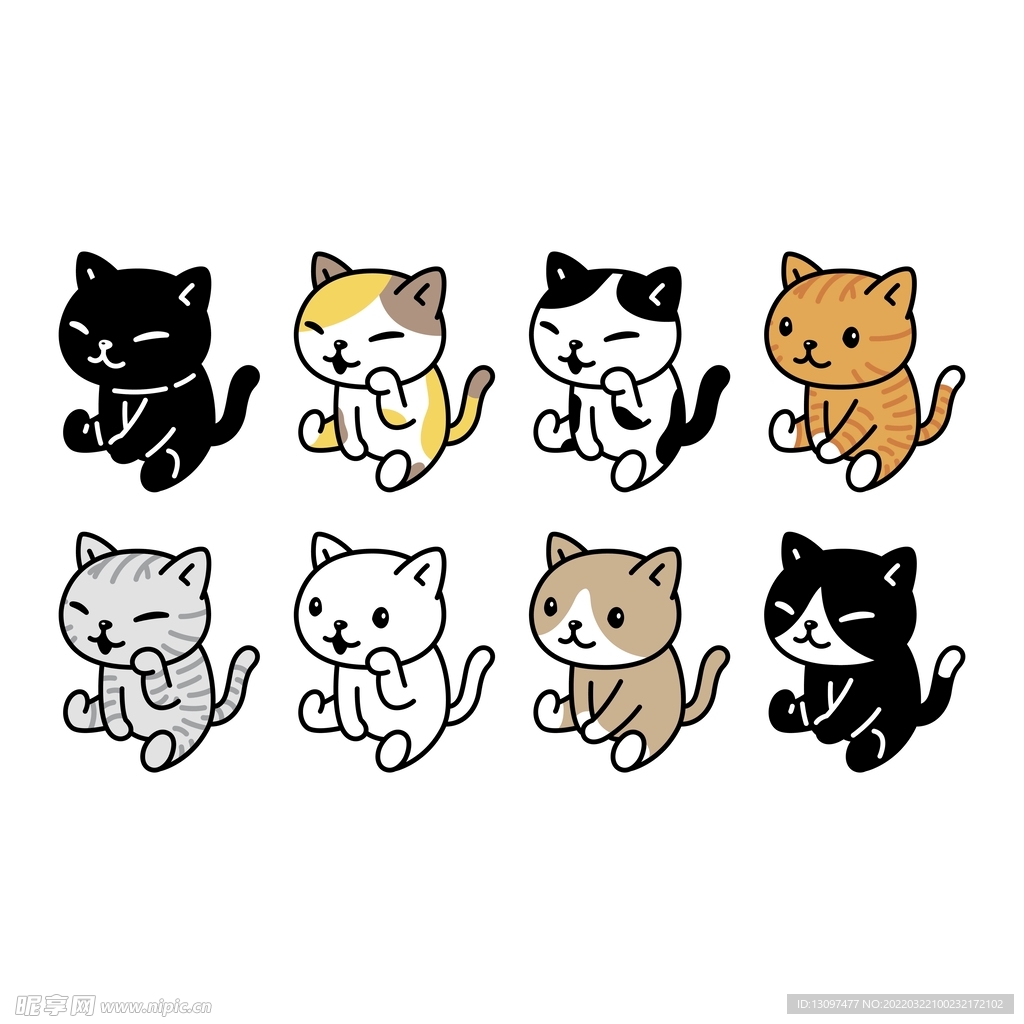 卡通 猫 动物 爱心 局印