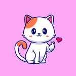 卡通 猫 动物 爱心 局印
