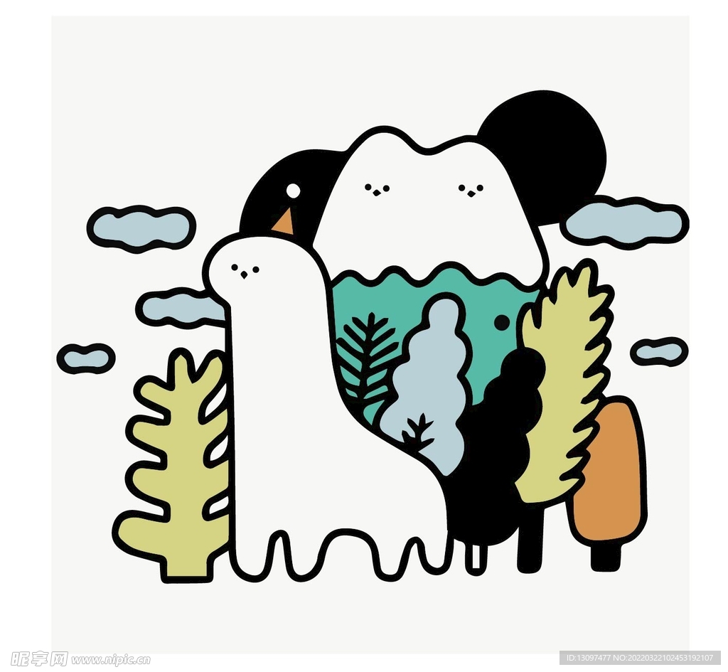 卡通 植物 动物 抽象 局印