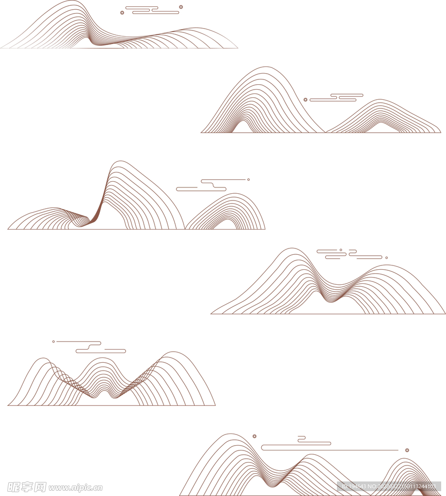 中式元素中国风山纹云纹线条