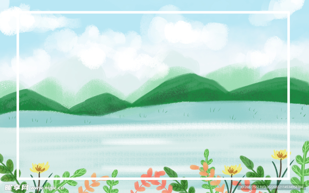  蓝天白云草地 