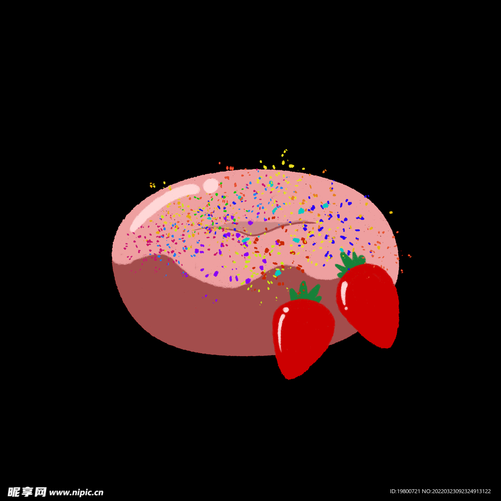 插画小元素草莓甜甜圈