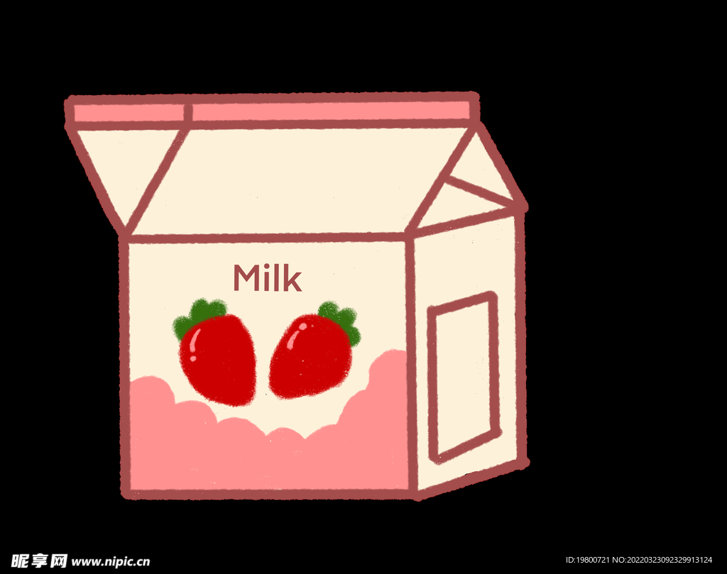 插画小元素草莓牛奶