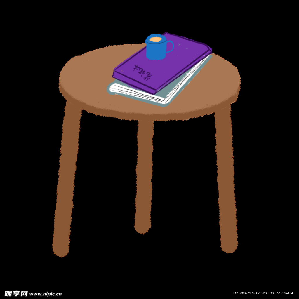 插画小元素桌椅书籍