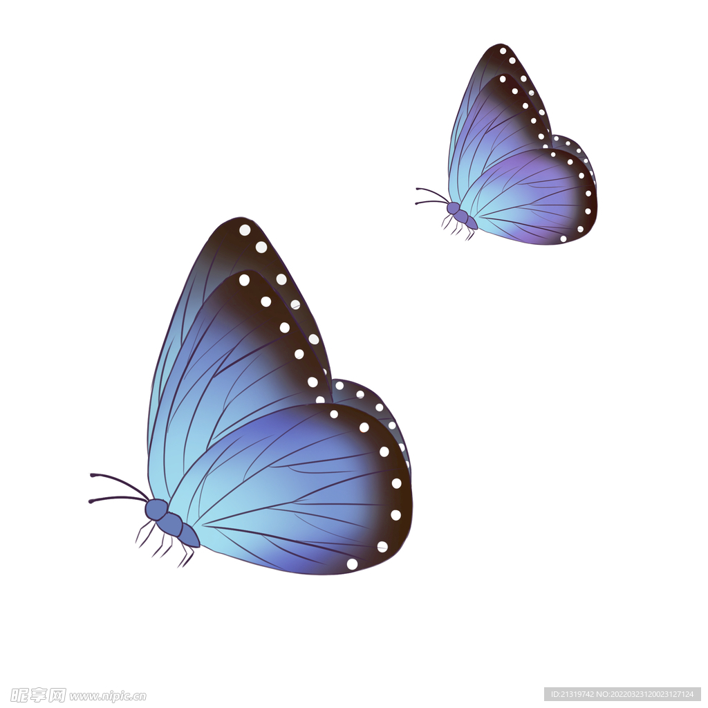 美丽的卡通可爱的手绘彩色蝴蝶翅膀图片_其他_海报-图行天下素材网